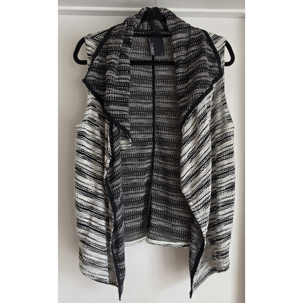 Dolan Women Vest Size L Black White Striped Sleeveless Jacket Coat Top